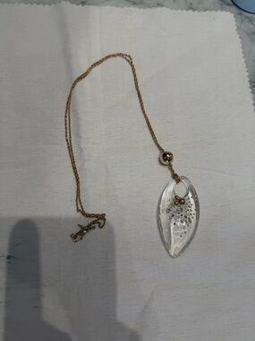 Alexis Bittar Gold-Tone Chain with Clear Leaf Glass Pendant